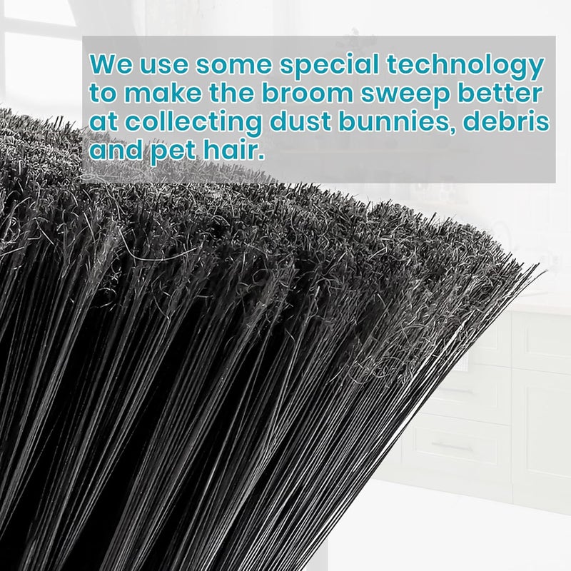 TrueYee Blue Indoor Broom 54" Long Handle House Broom for Floor Cleaning Sweeping Broom for Kitchen, Garage, Lobby, Patio and Garden - Image 2